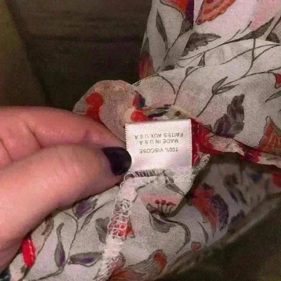 MISA Los Angeles Olga floral chiffon blouse with tasseled tie - Picture 5 of 6